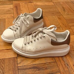 Alexander McQueen Cream and Brown Sneakers